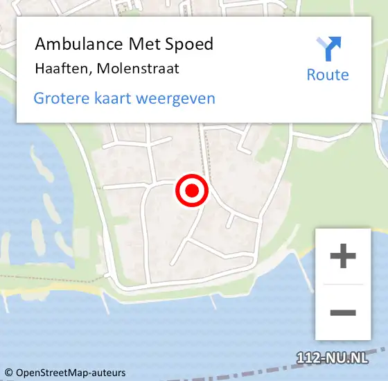 Locatie op kaart van de 112 melding: Ambulance Met Spoed Naar Haaften, Molenstraat op 30 september 2020 21:16