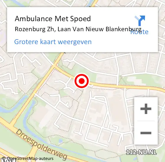 Locatie op kaart van de 112 melding: Ambulance Met Spoed Naar Rozenburg Zh, Laan Van Nieuw Blankenburg op 30 september 2020 21:24