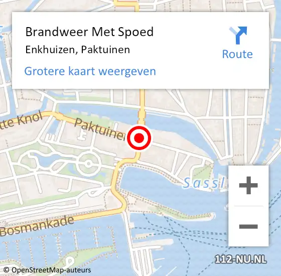 Locatie op kaart van de 112 melding: Brandweer Met Spoed Naar Enkhuizen, Paktuinen op 30 september 2020 22:44