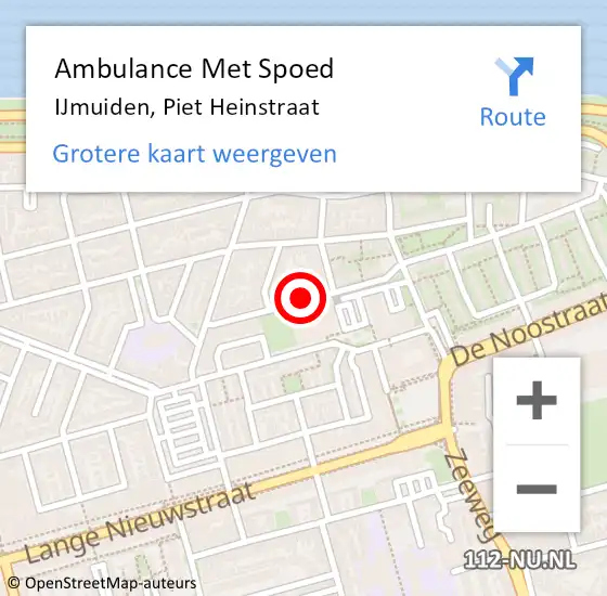 Locatie op kaart van de 112 melding: Ambulance Met Spoed Naar IJmuiden, Piet Heinstraat op 30 september 2020 23:06