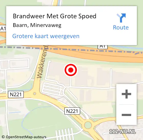 Locatie op kaart van de 112 melding: Brandweer Met Grote Spoed Naar Baarn, Minervaweg op 30 september 2020 23:35