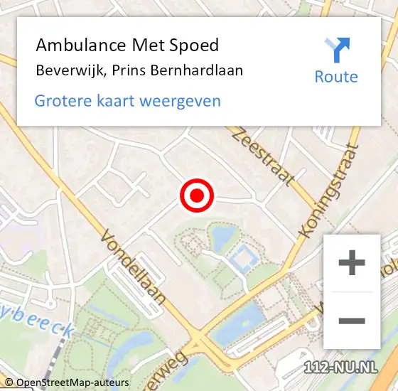 Locatie op kaart van de 112 melding: Ambulance Met Spoed Naar Beverwijk, Prins Bernhardlaan op 1 oktober 2020 08:09