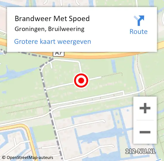 Locatie op kaart van de 112 melding: Brandweer Met Spoed Naar Groningen, Bruilweering op 1 oktober 2020 11:04