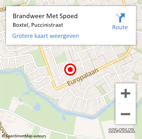 Locatie op kaart van de 112 melding: Brandweer Met Spoed Naar Boxtel, Puccinistraat op 1 oktober 2020 11:24