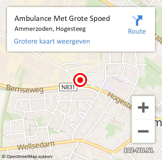 Locatie op kaart van de 112 melding: Ambulance Met Grote Spoed Naar Ammerzoden, Hogesteeg op 1 oktober 2020 12:02