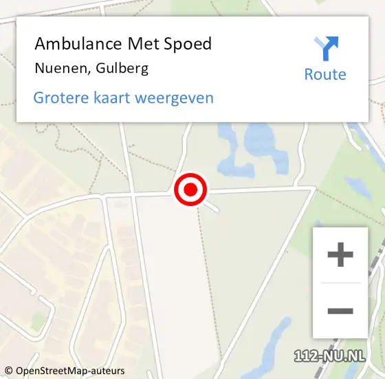 Locatie op kaart van de 112 melding: Ambulance Met Spoed Naar Nuenen, Gulberg op 1 oktober 2020 12:31