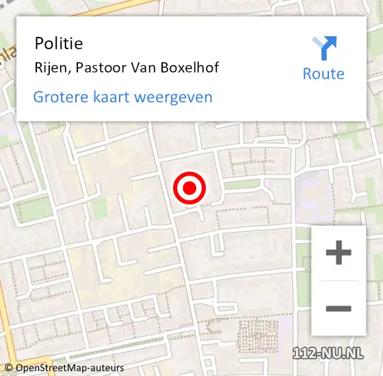 Locatie op kaart van de 112 melding: Politie Rijen, Pastoor Van Boxelhof op 1 oktober 2020 12:42