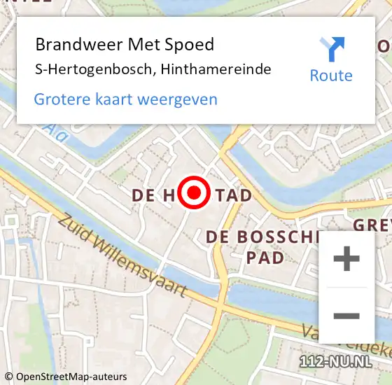 Locatie op kaart van de 112 melding: Brandweer Met Spoed Naar S-Hertogenbosch, Hinthamereinde op 1 oktober 2020 13:07