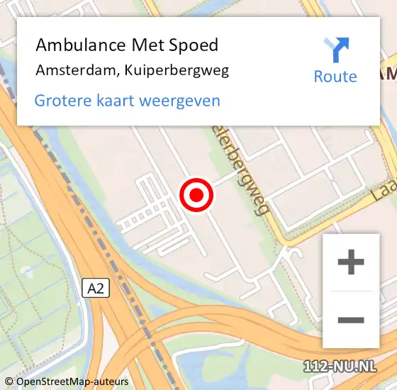 Locatie op kaart van de 112 melding: Ambulance Met Spoed Naar Amsterdam, Kuiperbergweg op 1 oktober 2020 13:09