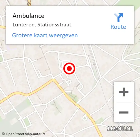 Locatie op kaart van de 112 melding: Ambulance Lunteren, Stationsstraat op 1 oktober 2020 13:25