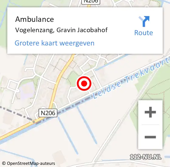 Locatie op kaart van de 112 melding: Ambulance Vogelenzang, Gravin Jacobahof op 1 oktober 2020 13:40