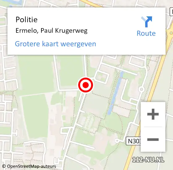 Locatie op kaart van de 112 melding: Politie Ermelo, Paul Krugerweg op 1 oktober 2020 14:27