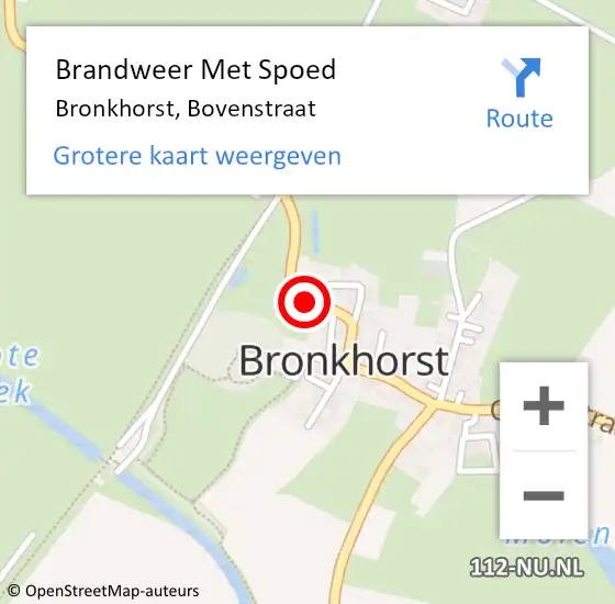 Locatie op kaart van de 112 melding: Brandweer Met Spoed Naar Bronkhorst, Bovenstraat op 1 oktober 2020 14:31