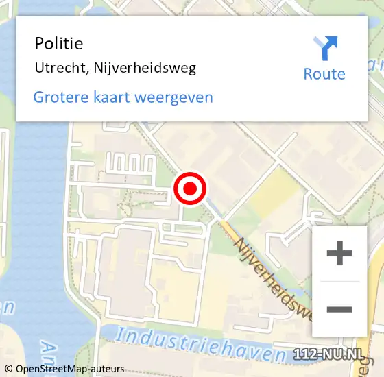 Locatie op kaart van de 112 melding: Politie Utrecht, Nijverheidsweg op 1 oktober 2020 15:01