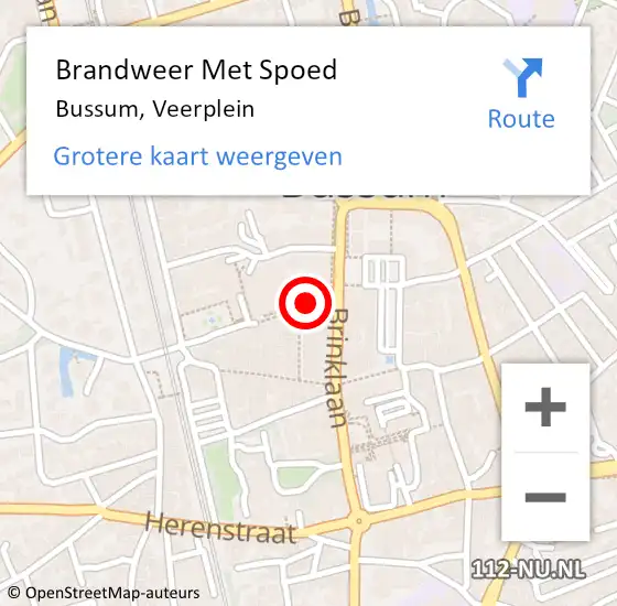 Locatie op kaart van de 112 melding: Brandweer Met Spoed Naar Bussum, Veerplein op 1 oktober 2020 15:04