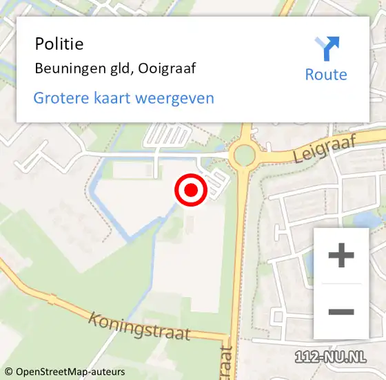 Locatie op kaart van de 112 melding: Politie Beuningen gld, Ooigraaf op 1 oktober 2020 15:06