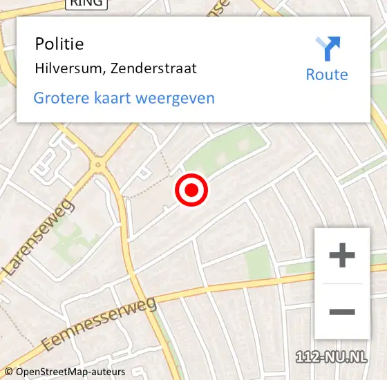 Locatie op kaart van de 112 melding: Politie Hilversum, Zenderstraat op 1 oktober 2020 15:42