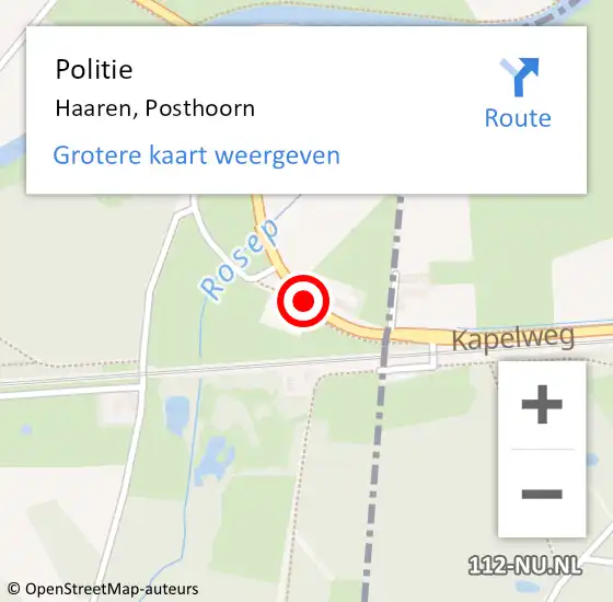 Locatie op kaart van de 112 melding: Politie Haaren, Posthoorn op 1 oktober 2020 15:53