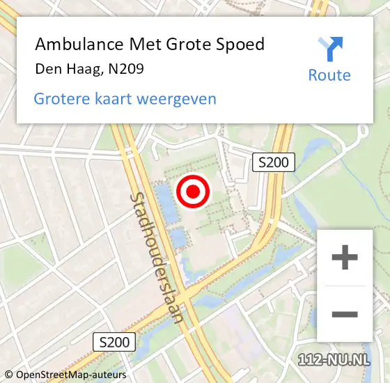 Locatie op kaart van de 112 melding: Ambulance Met Grote Spoed Naar Den Haag, N209 op 1 oktober 2020 16:59