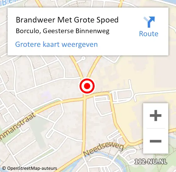 Locatie op kaart van de 112 melding: Brandweer Met Grote Spoed Naar Borculo, Geesterse Binnenweg op 20 mei 2014 17:06