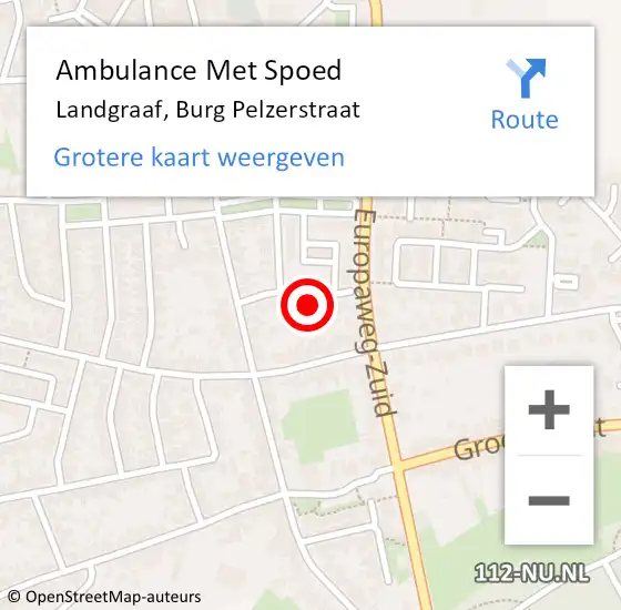 Locatie op kaart van de 112 melding: Ambulance Met Spoed Naar Landgraaf, Burg Pelzerstraat op 2 oktober 2013 14:46