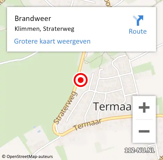 Locatie op kaart van de 112 melding: Brandweer Klimmen, Straterweg op 20 mei 2014 17:07