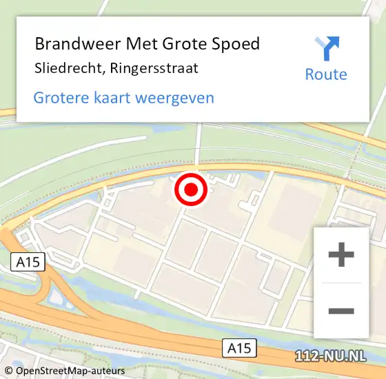 Locatie op kaart van de 112 melding: Brandweer Met Grote Spoed Naar Sliedrecht, Ringersstraat op 1 oktober 2020 18:13