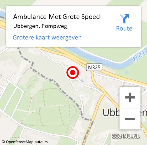 Locatie op kaart van de 112 melding: Ambulance Met Grote Spoed Naar Ubbergen, Pompweg op 1 oktober 2020 18:18