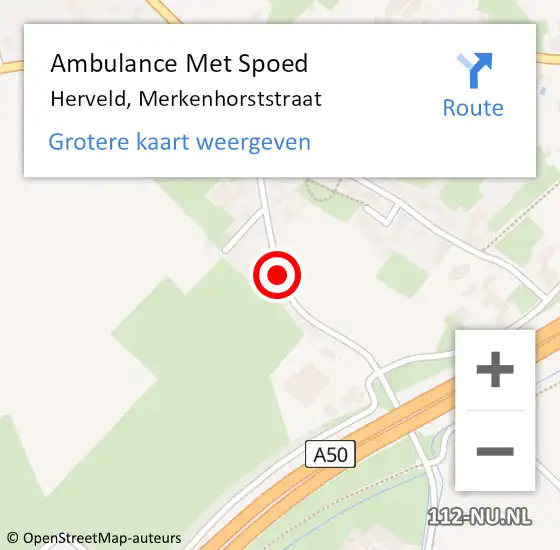 Locatie op kaart van de 112 melding: Ambulance Met Spoed Naar Herveld, Merkenhorststraat op 1 oktober 2020 19:26