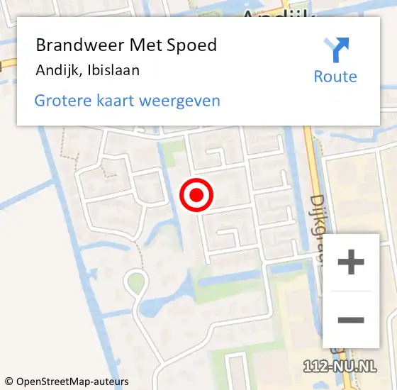 Locatie op kaart van de 112 melding: Brandweer Met Spoed Naar Andijk, Ibislaan op 1 oktober 2020 20:24