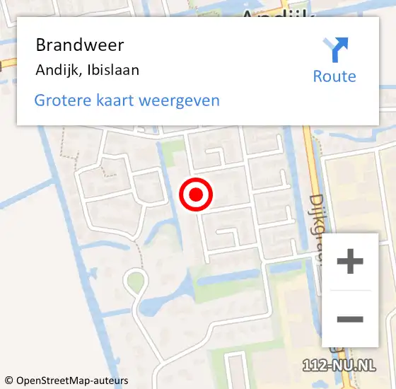 Locatie op kaart van de 112 melding: Brandweer Andijk, Ibislaan op 1 oktober 2020 20:27