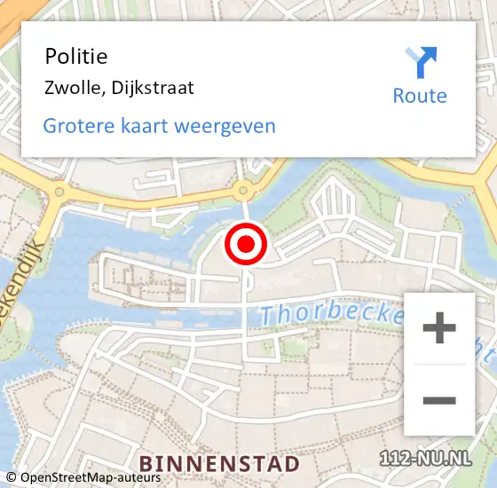 Locatie op kaart van de 112 melding: Politie Zwolle, Dijkstraat op 1 oktober 2020 21:26