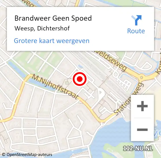 Locatie op kaart van de 112 melding: Brandweer Geen Spoed Naar Weesp, Dichtershof op 20 mei 2014 17:26