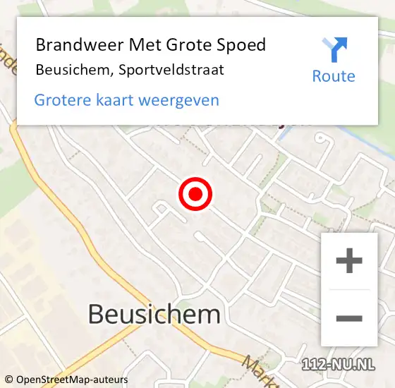 Locatie op kaart van de 112 melding: Brandweer Met Grote Spoed Naar Beusichem, Sportveldstraat op 1 oktober 2020 22:52