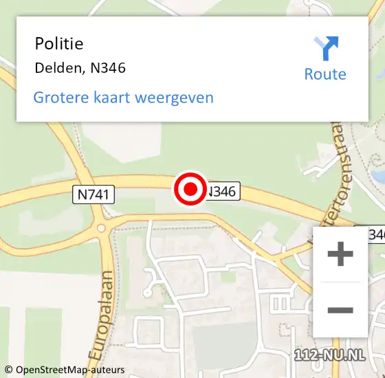 Locatie op kaart van de 112 melding: Politie Delden, N346 op 1 oktober 2020 23:20