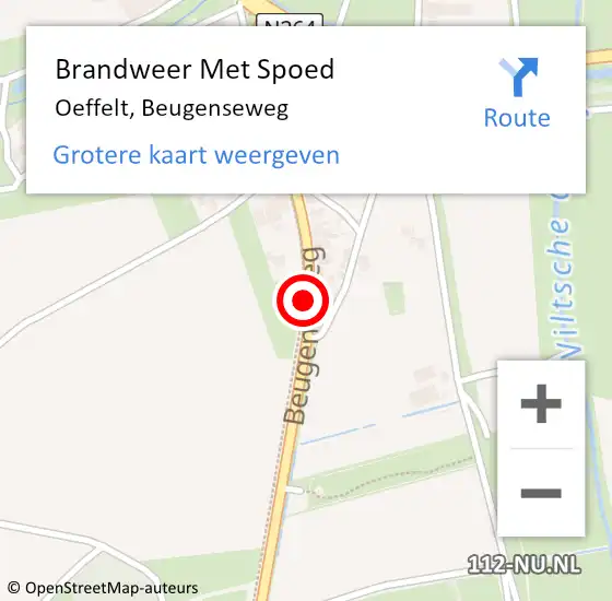 Locatie op kaart van de 112 melding: Brandweer Met Spoed Naar Oeffelt, Beugenseweg op 1 oktober 2020 23:57