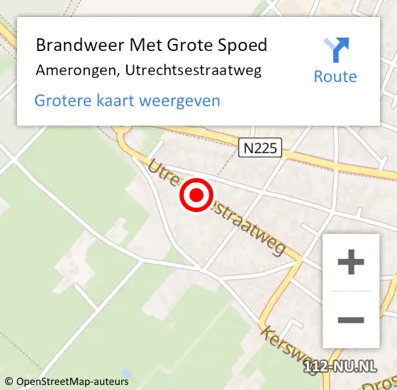 Locatie op kaart van de 112 melding: Brandweer Met Grote Spoed Naar Amerongen, Utrechtsestraatweg op 2 oktober 2020 01:23