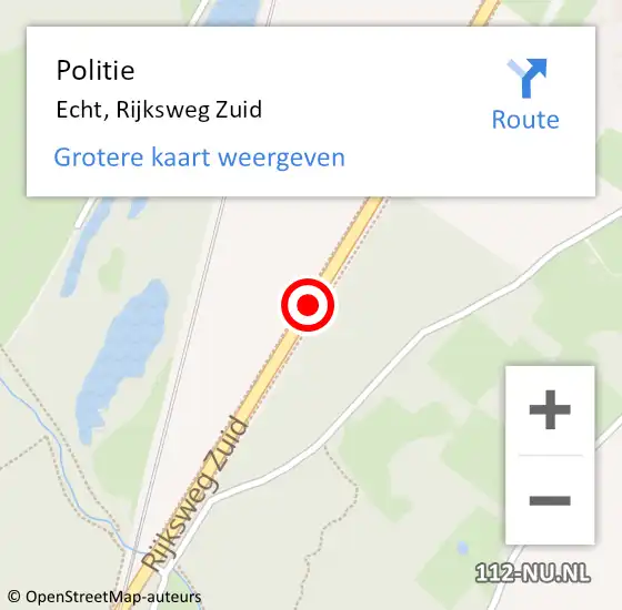 Locatie op kaart van de 112 melding: Politie Echt, Rijksweg Zuid op 2 oktober 2020 06:42