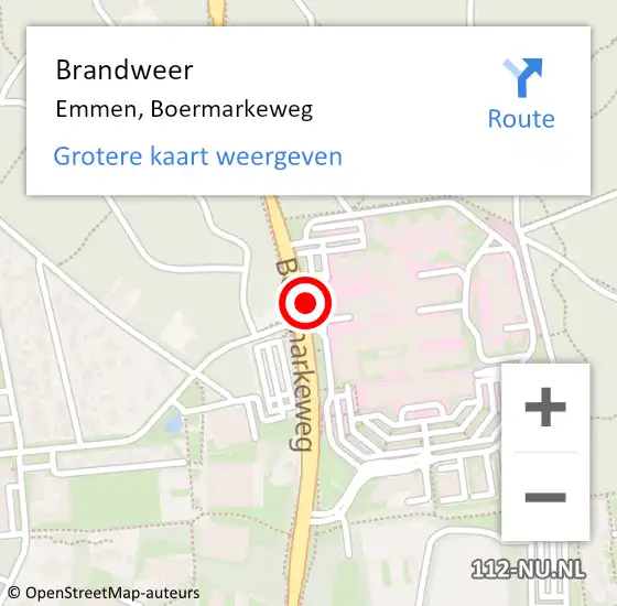 Locatie op kaart van de 112 melding: Brandweer Emmen, Boermarkeweg op 2 oktober 2020 07:27