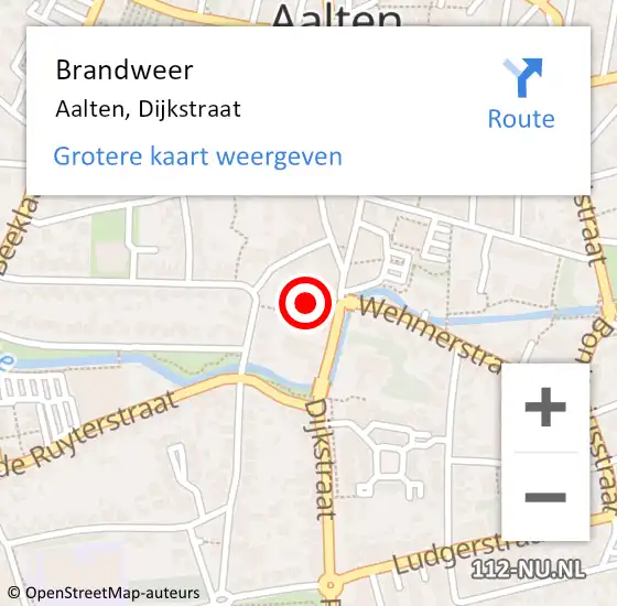 Locatie op kaart van de 112 melding: Brandweer Aalten, Dijkstraat op 20 mei 2014 17:44