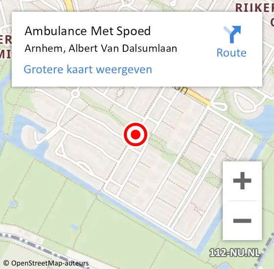 Locatie op kaart van de 112 melding: Ambulance Met Spoed Naar Arnhem, Albert Van Dalsumlaan op 2 oktober 2020 09:02