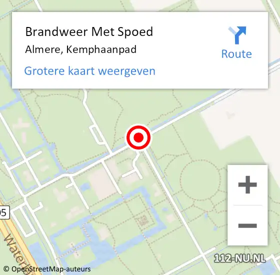 Locatie op kaart van de 112 melding: Brandweer Met Spoed Naar Almere, Kemphaanpad op 2 oktober 2020 09:07