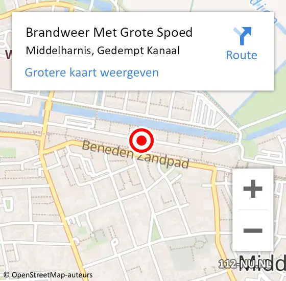 Locatie op kaart van de 112 melding: Brandweer Met Grote Spoed Naar Middelharnis, Gedempt Kanaal op 2 oktober 2020 09:29