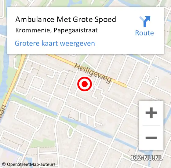 Locatie op kaart van de 112 melding: Ambulance Met Grote Spoed Naar Krommenie, Papegaaistraat op 2 oktober 2020 09:55