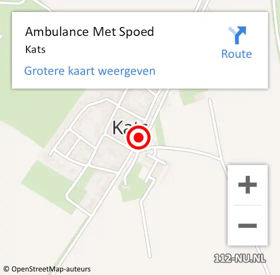 Locatie op kaart van de 112 melding: Ambulance Met Spoed Naar Kats op 2 oktober 2020 10:47