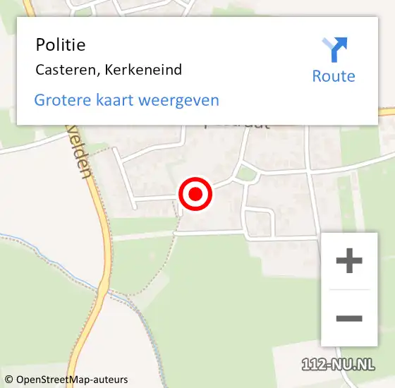 Locatie op kaart van de 112 melding: Politie Casteren, Kerkeneind op 2 oktober 2020 11:07