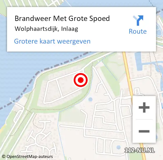 Locatie op kaart van de 112 melding: Brandweer Met Grote Spoed Naar Wolphaartsdijk, Inlaag op 2 oktober 2020 11:31