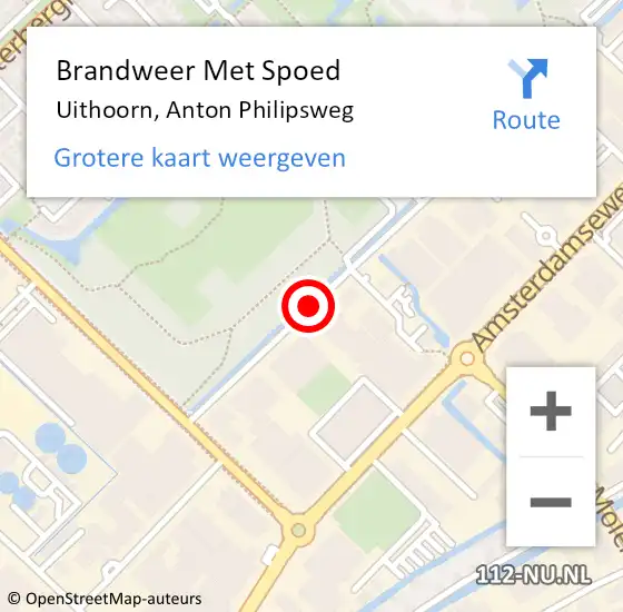 Locatie op kaart van de 112 melding: Brandweer Met Spoed Naar Uithoorn, Anton Philipsweg op 2 oktober 2020 12:35