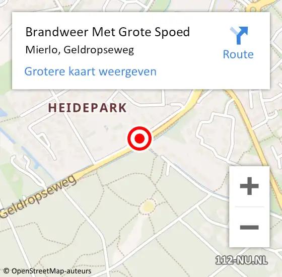 Locatie op kaart van de 112 melding: Brandweer Met Grote Spoed Naar Mierlo, Geldropseweg op 2 oktober 2020 12:37