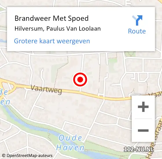 Locatie op kaart van de 112 melding: Brandweer Met Spoed Naar Hilversum, Paulus Van Loolaan op 2 oktober 2020 12:58